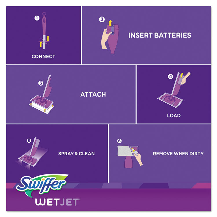 Swiffer® WetJet Mop, 11 x 5 White Cloth Head, 46" Purple/Silver Aluminum/Plastic Handle, 2/Carton (PGC92811CT)