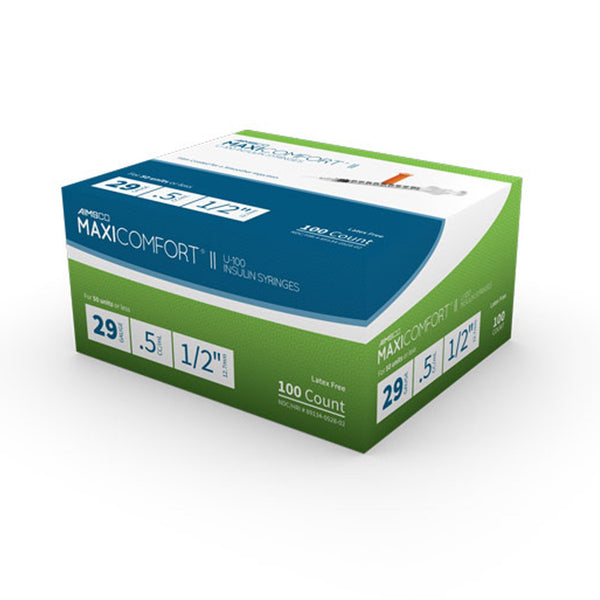 AIMSCO® Standard Insulin Syringe with Needle 0.5 mL 1/2 Inch 29 Gauge NonSafety Ultra Thin Wall (1182681_CS) 500/CS