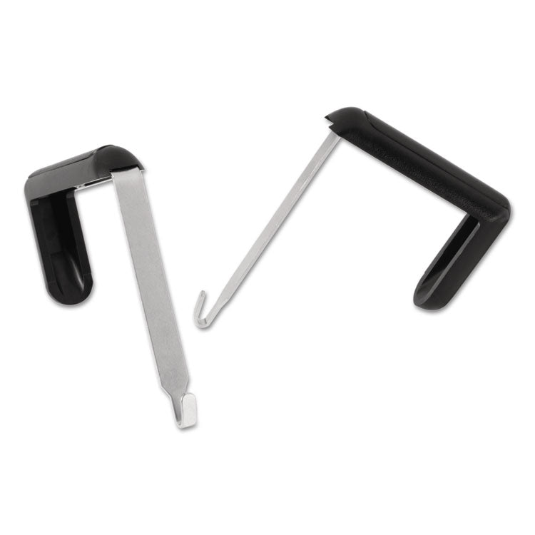 Quartet® Adjustable Cubicle Hangers, For 1.5" to 3" Thick Partition Walls, Aluminum/Black, 2/Set (QRT7502)