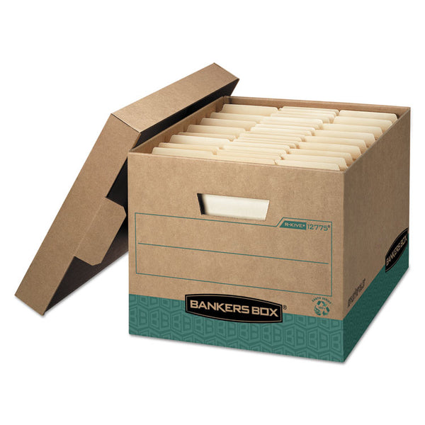 Bankers Box® R-KIVE Heavy-Duty Storage Boxes, Letter/Legal Files, 12.75" x 16.5" x 10.38", Kraft/Green, 12/Carton (FEL12775) Carton of 12