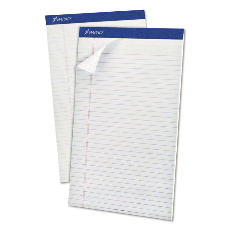 Ampad® Perforated Writing Pads, Wide/Legal Rule, 50 White 8.5 x 14 Sheets, Dozen (TOP20330) 1 Dozen