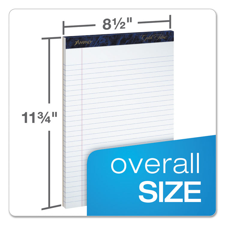 Ampad® Gold Fibre Writing Pads, Wide/Legal Rule, 50 White 8.5 x 11.75 Sheets, 4/Pack (TOP20031)