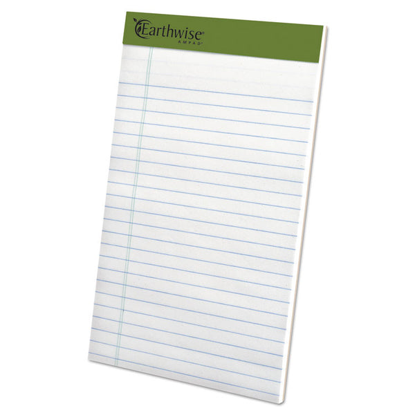 Ampad® Earthwise by Ampad Recycled Paper Legal Pads, Wide/Legal Rule, 40 White 5 x 8 Sheets, 6/Pack (TOP40112)
