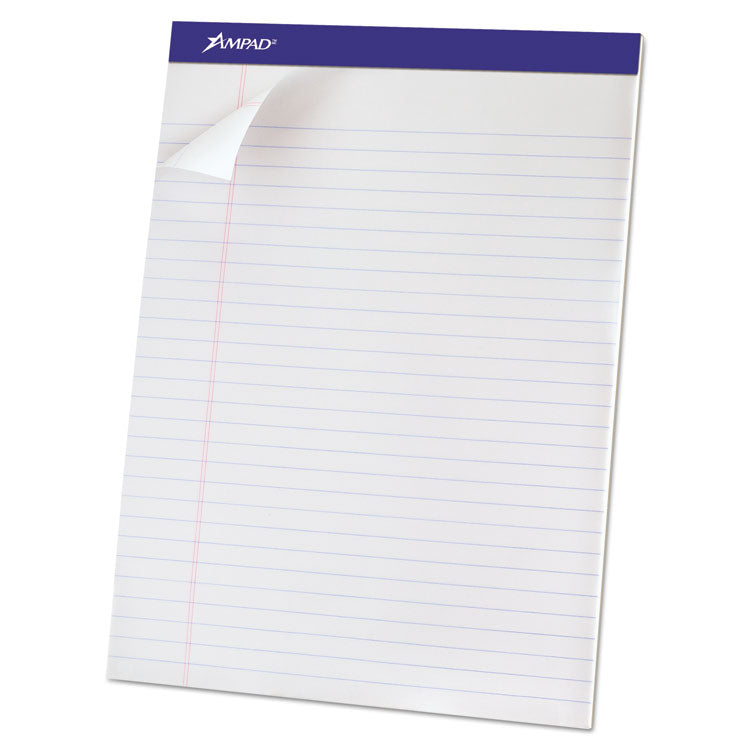 Ampad® Perforated Writing Pads, Wide/Legal Rule, 50 White 8.5 x 11.75 Sheets, Dozen (TOP20320)