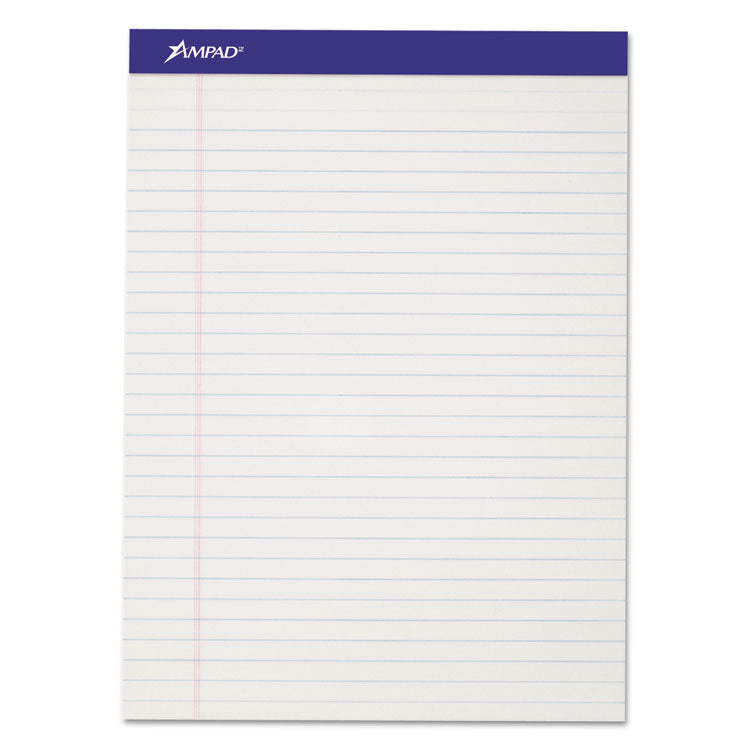 Ampad® Perforated Writing Pads, Wide/Legal Rule, 50 White 8.5 x 11.75 Sheets, Dozen (TOP20320)