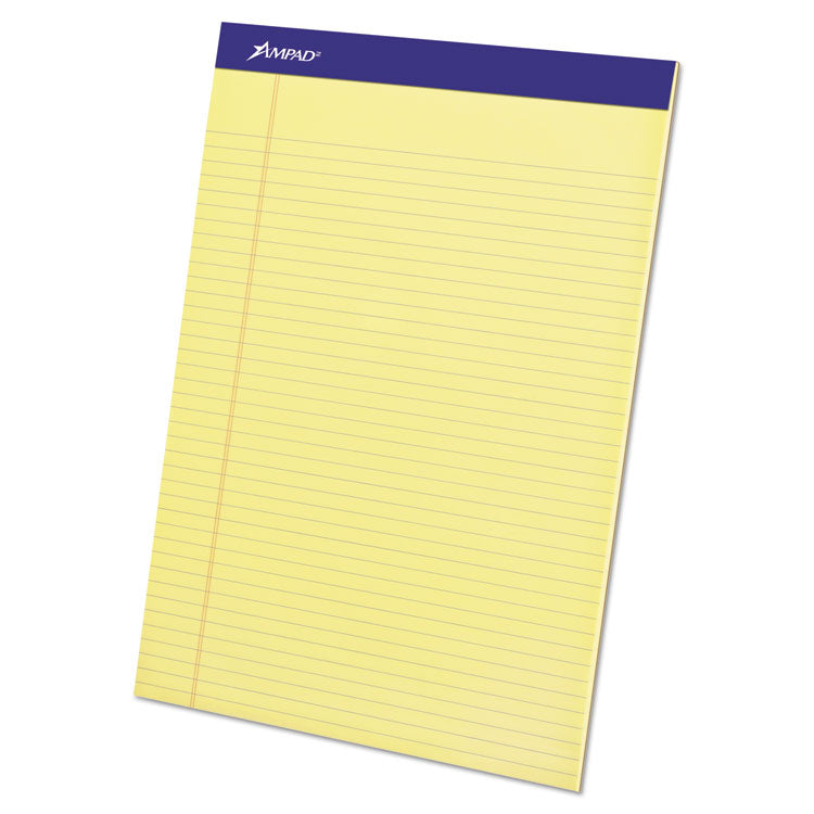 Ampad® Perforated Writing Pads, Narrow Rule, 50 Canary-Yellow 8.5 x 11.75 Sheets, Dozen (TOP20222)