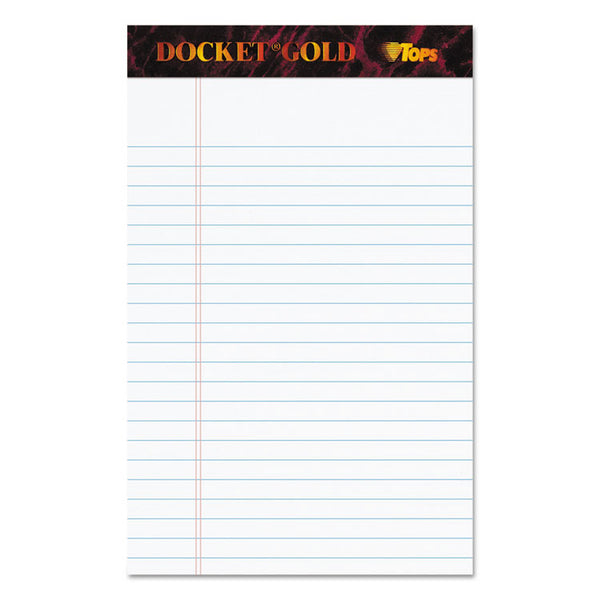 TOPS™ Docket Gold Ruled Perforated Pads, Narrow Rule, 50 White 5 x 8 Sheets, 12/Pack (TOP63910)