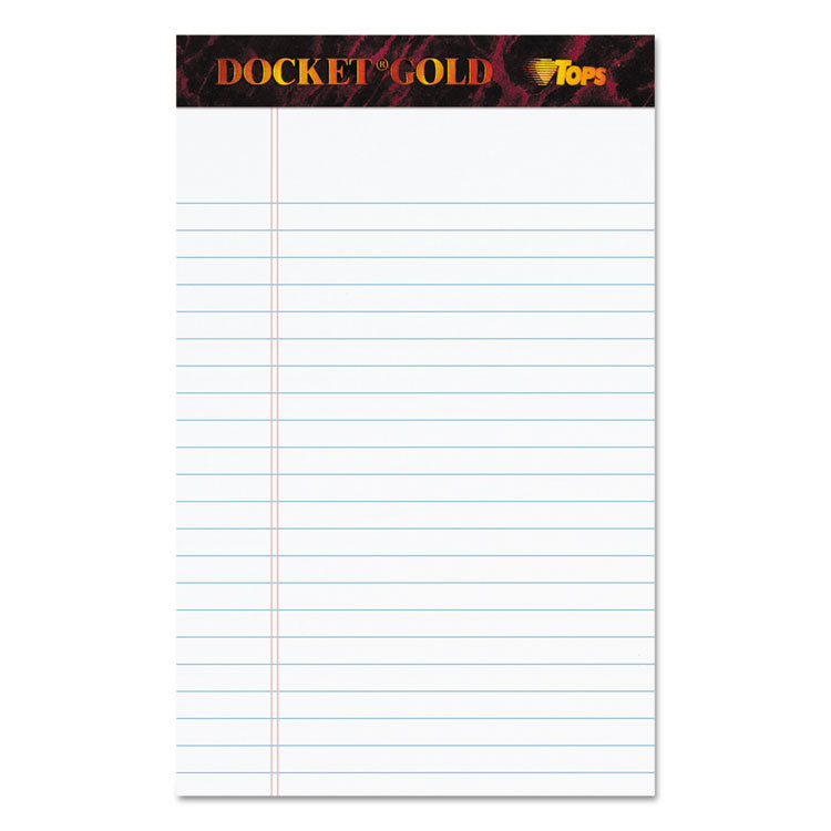 TOPS™ Docket Gold Ruled Perforated Pads, Narrow Rule, 50 White 5 x 8 Sheets, 12/Pack (TOP63910) Pack of 12