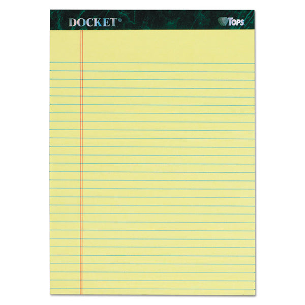TOPS™ Docket Ruled Perforated Pads, Wide/Legal Rule, 50 Canary-Yellow 8.5 x 11.75 Sheets, 6/Pack (TOP63406)