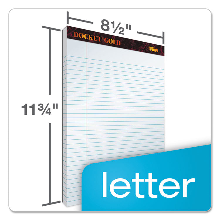 TOPS™ Docket Gold Ruled Perforated Pads, Wide/Legal Rule, 50 White 8.5 x 11.75 Sheets, 12/Pack (TOP63960)