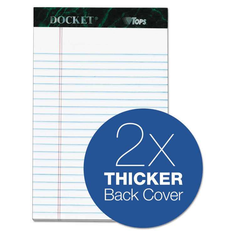 TOPS™ Docket Ruled Perforated Pads, Narrow Rule, 50 White 5 x 8 Sheets, 6/Pack (TOP63366) Pack of 6