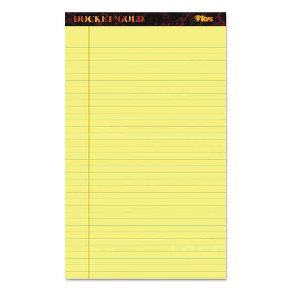 TOPS™ Docket Gold Ruled Perforated Pads, Wide/Legal Rule, 50 Canary-Yellow 8.5 x 14 Sheets, 12/Pack (TOP63980)