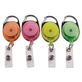 Advantus Carabiner-Style Retractable ID Card Reel, 30" Extension, Assorted Neon Colors, 20/Pack (AVT91119) Pack of 20