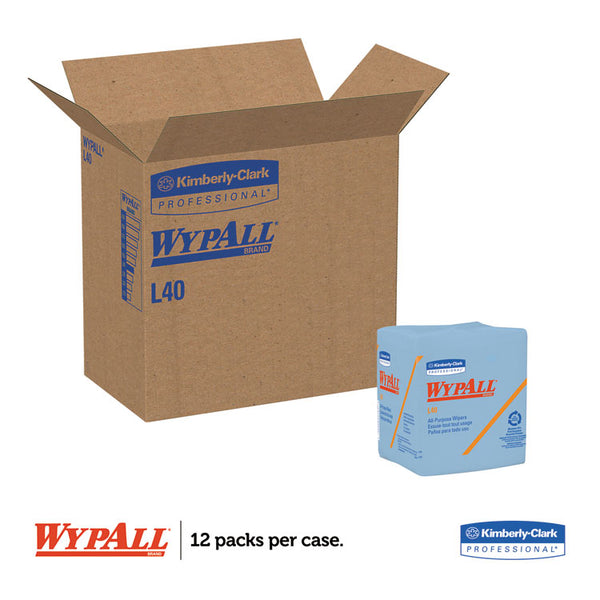 WypAll® L40 Wiper, 1/4 Fold, Blue, 12.5 x 12, 56/Box, 12 Boxes/Carton (KCC05776)