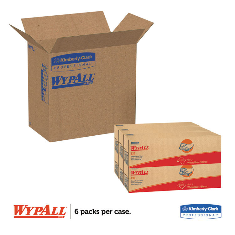 WypAll® L30 Towels, POP-UP Box, 9.8 x 16.4, White, 120/Box, 6 Boxes/Carton (KCC05816) Box of 6