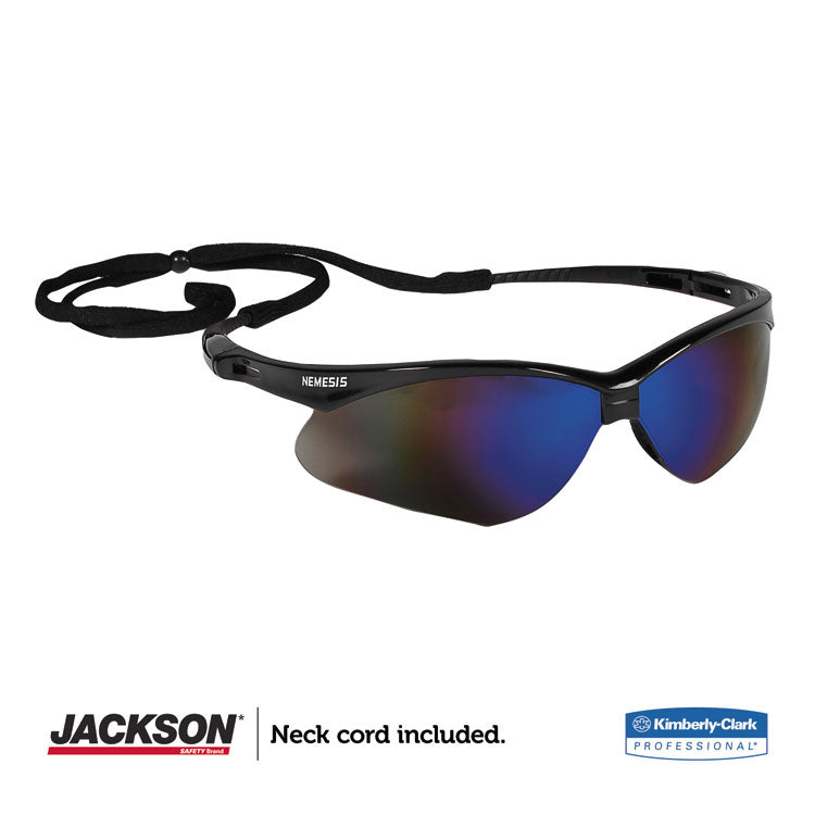 KleenGuard™ Nemesis Safety Glasses, Black Frame, Blue Mirror Lens (KCC14481)