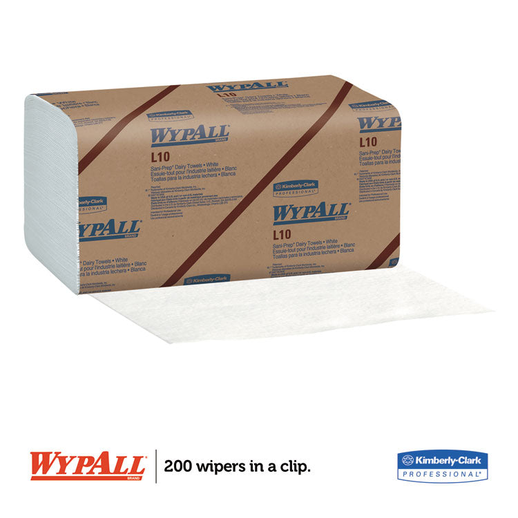 WypAll® L10 SANI-PREP Dairy Towels, Banded, 2-Ply, 9.3 x 10.5, Unscented, White, 200/Pack, 12 Packs/Carton (KCC01770) Box of 12