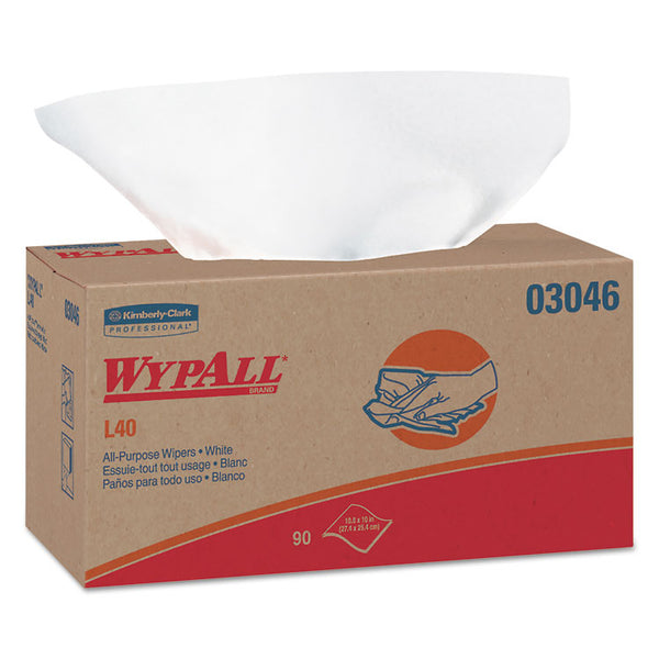 WypAll® L40 Towels, POP-UP Box, 10.8 x 10, White, 90/Box, 9 Boxes/Carton (KCC03046)