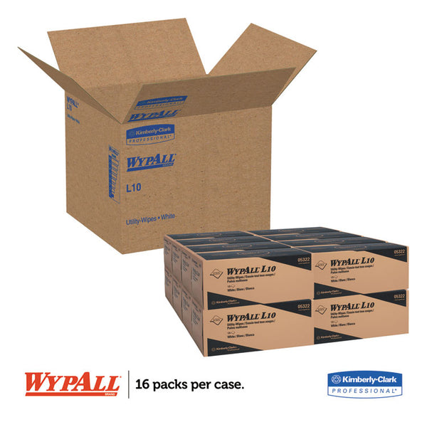 WypAll® L10 Towels POP-UP Box, 1-Ply, 12 x 10.25, White, 125/Box, 18 Boxes/Carton (KCC05322)