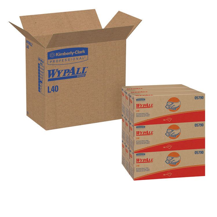 WypAll® L40 Towels, POP-UP Box, 16.4 x 9.8, White, 100/Box, 9 Boxes/Carton (KCC05790)