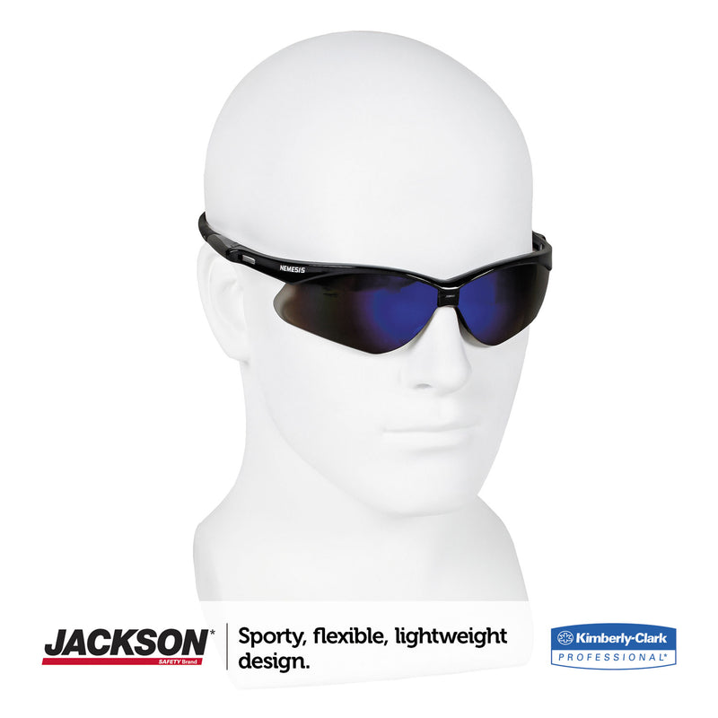 KleenGuard™ Nemesis Safety Glasses, Black Frame, Blue Mirror Lens (ANS14481) Each