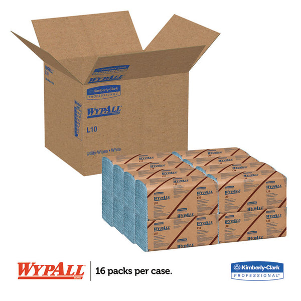WypAll® L10 Windshield Wipers, Banded, 2-Ply, 9.38 x 10.25, Light Blue, 140/Pack, 16 Packs/Carton (KCC05120)