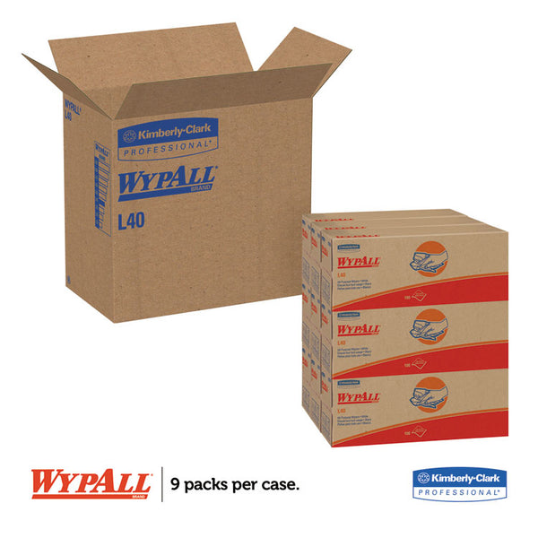 WypAll® L40 Towels, POP-UP Box, 9.8 x 16.4, Blue, 100/Box, 9 Boxes/Carton (KCC05740)