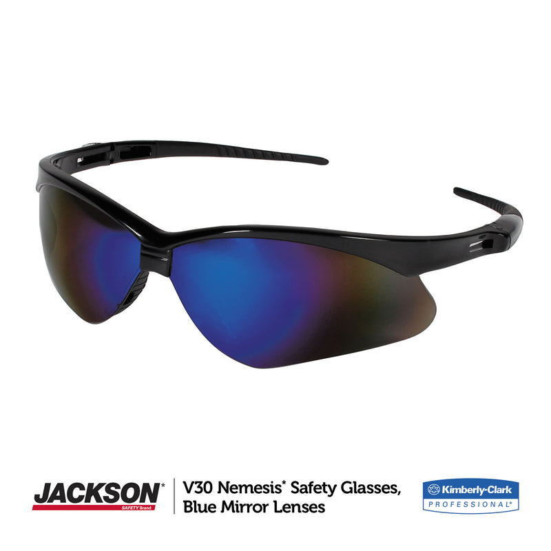 KleenGuard™ Nemesis Safety Glasses, Black Frame, Blue Mirror Lens (ANS14481) Each