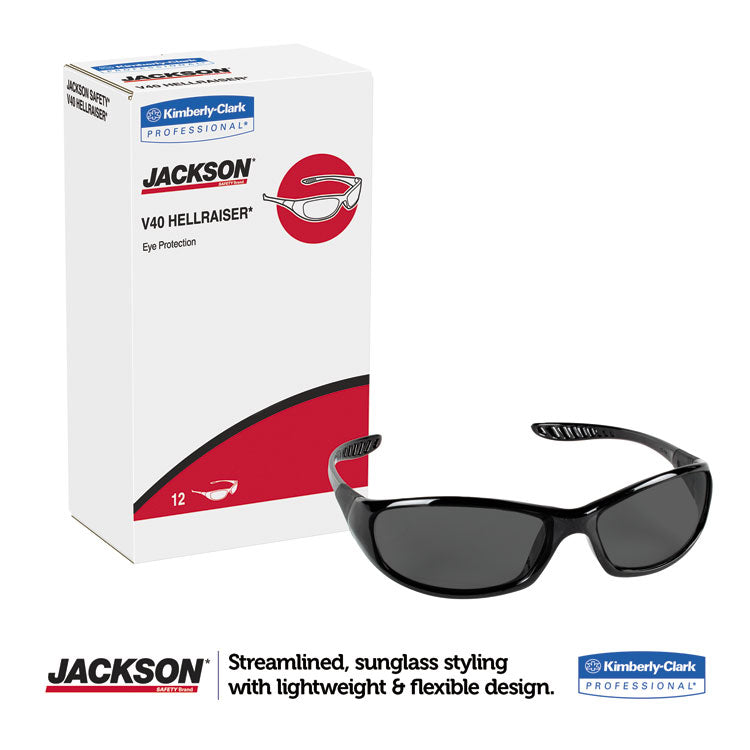 KleenGuard™ V40 HellRaiser Safety Glasses, Black Frame, Smoke Lens (KCC25714) Each