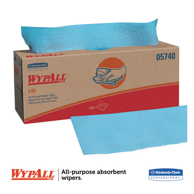 WypAll® L40 Towels, POP-UP Box, 9.8 x 16.4, Blue, 100/Box, 9 Boxes/Carton (KCC05740)