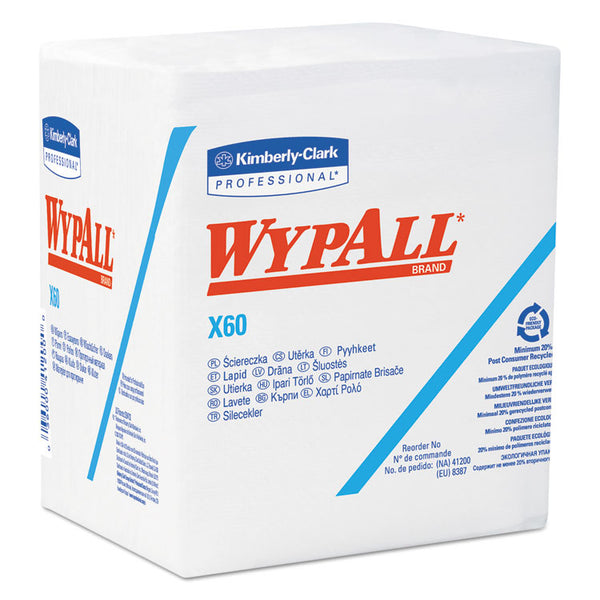 WypAll® General Clean X60 Cloths, 1/4 Fold, 12.5 x 13, White, 76/Box, 12 Boxes/Carton (KCC34865)
