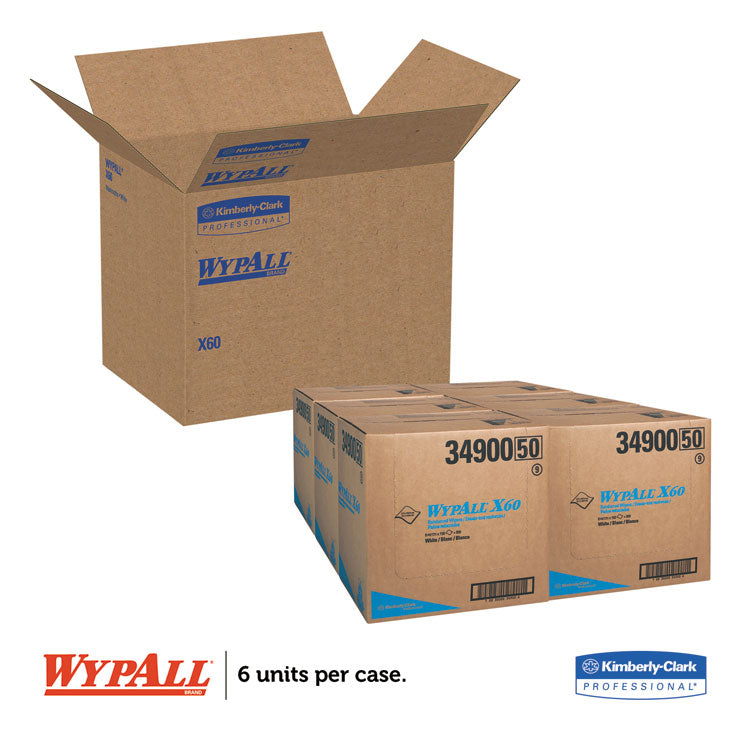 WypAll® General Clean X60 Cloths, Flat Sheet, 12.5 x 16.8, White, 150/Box, 6 Boxes/Carton (KCC34900)