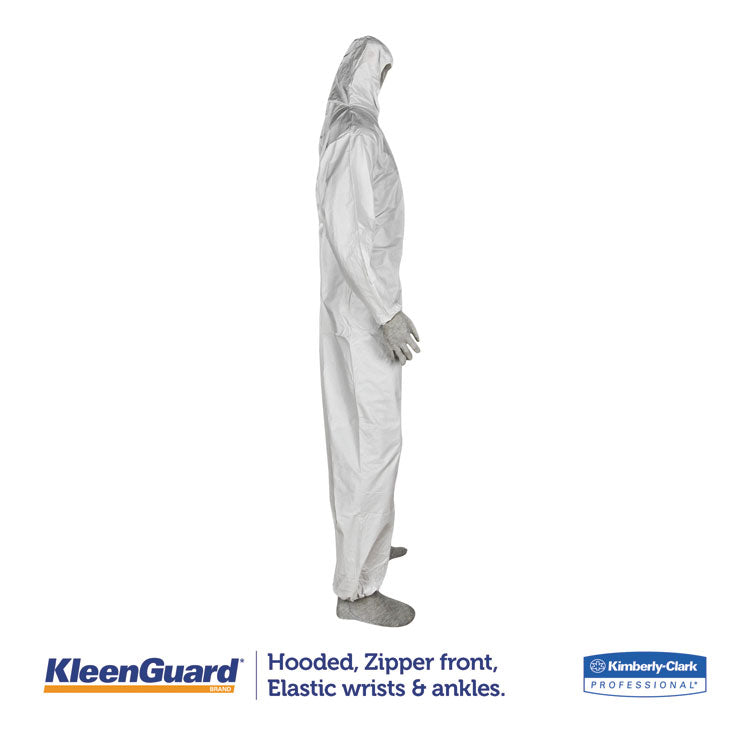 KleenGuard™ A35 Liquid and Particle Protection Coveralls, Zipper Front, Hooded, Elastic Wrists and Ankles, 2X-Large, White, 25/Carton (KCC38941) Case of 25