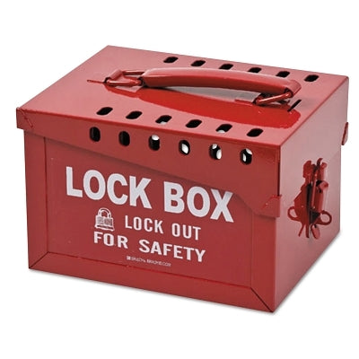 Brady Extra Large Metal Lock Box, 6" H x 7 3/8" W x 9 1/4" D, Holds 12 Locks, Red (262-51171) Each
