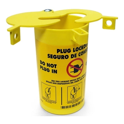 Brady Plug Lockouts, 0.37 in Dia. Shackle, 3.47 in Dia. X 5.2 in H, Yellow (262-PLO23) Each
