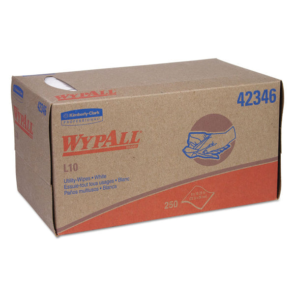 WypAll® L10 Towels, POP-UP Box, 1-Ply, 10.25 x 9, White, 250/Box, 24 Boxes/Carton (KCC42346)