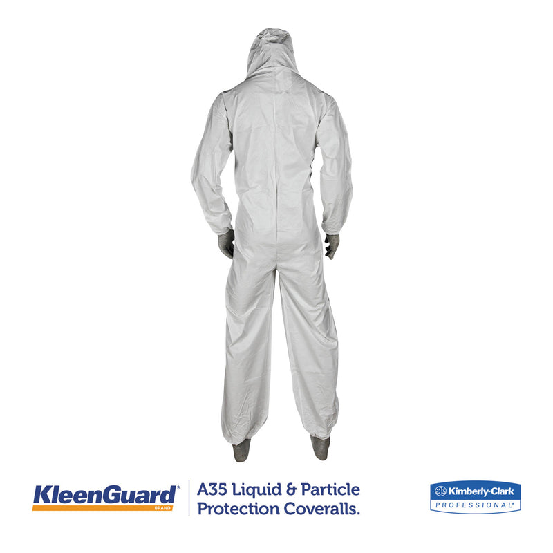 KleenGuard™ A35 Liquid and Particle Protection Coveralls, Zipper Front, Hooded, Elastic Wrists and Ankles, X-Large, White, 25/Carton (ANS38939) Case of 25