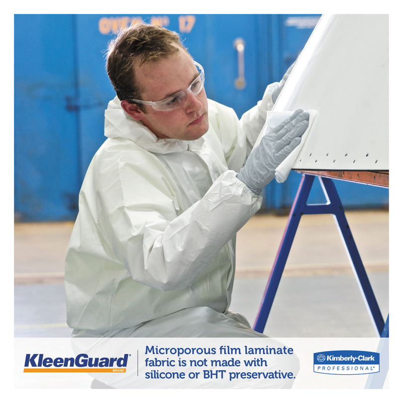 KleenGuard™ A35 Liquid and Particle Protection Coveralls, Zipper Front, Hooded, Elastic Wrists and Ankles, Large, White, 25/Carton (ANS38938) Case of 25
