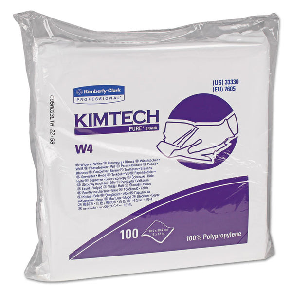 Kimtech™ W4 Critical Task Wipers, Flat Double Bag, 12 x 12, Unscented, White, 100/Bag, 5 Bags/Carton (KCC33330)