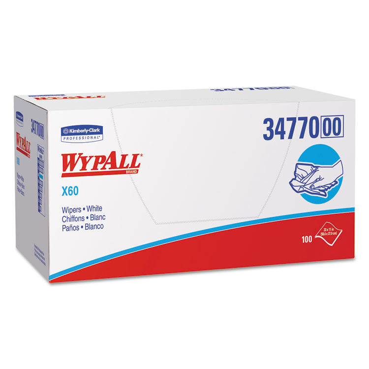 WypAll® General Clean X60 Cloths, 1/4 Fold, 11 x 23, White, 100/Box, 9 Boxes/Carton (KCC34770) 9 Boxes of 100