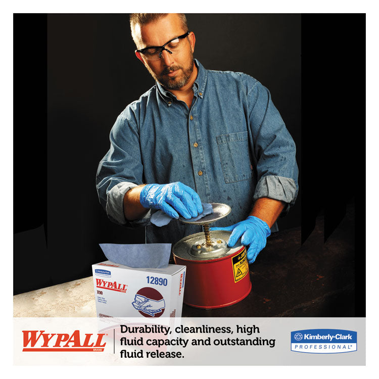 WypAll® X90 Cloths, POP-UP Box, 2-Ply, 8.3 x 16.8, Denim Blue, 68/Box, 5 Boxes/Carton (KCC12890) 5 Boxes of 68