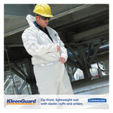 KleenGuard™ A35 Liquid and Particle Protection Coveralls, Zipper Front, Hooded, Elastic Wrists and Ankles, Large, White, 25/Carton (KCC38938) Case of 25