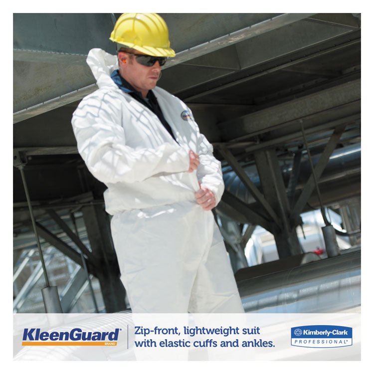 KleenGuard™ A35 Liquid and Particle Protection Coveralls, Zipper Front, Hooded, Elastic Wrists and Ankles, Large, White, 25/Carton (KCC38938) Case of 25