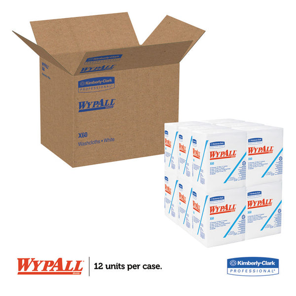 WypAll® General Clean X60 Cloths, 1/4 Fold, 12.5 x 13, White, 76/Box, 12 Boxes/Carton (KCC34865)