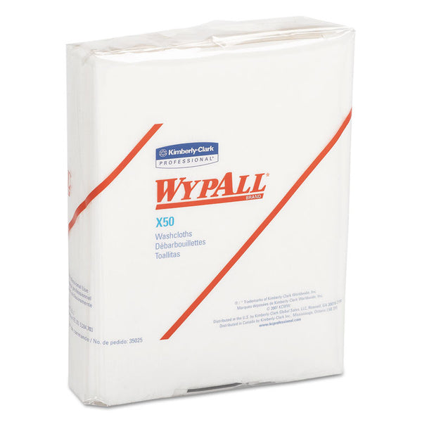 WypAll® X50 Cloths, 1/4 Fold, 12.5 x 10, White, 26/Pack, 32 Packs/Carton (KCC35025)