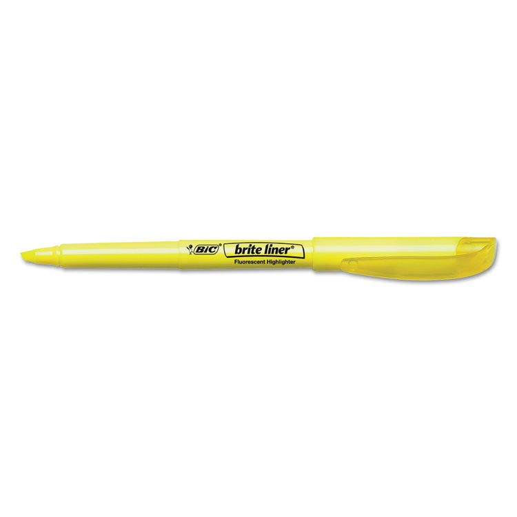 BIC® Brite Liner Highlighter Value Pack, Yellow Ink, Chisel Tip, Yellow/Black Barrel, 24/Pack (BICBL241YW)