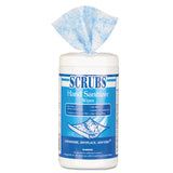 SCRUBS® Hand Sanitizer Wipes, 1-Ply, 6 x 8, Unscented, Blue/White, 85/Canisters, 6 Canisters/Carton (ITW90985) 6 Packs of 85