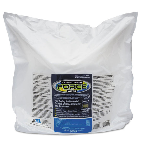 2XL FORCE Disinfecting Wipes Refill, 1-Ply, 6 x 8, Unscented, White, 900/Pack, 4 Packs/Carton (TXLL4014) Case of 3600