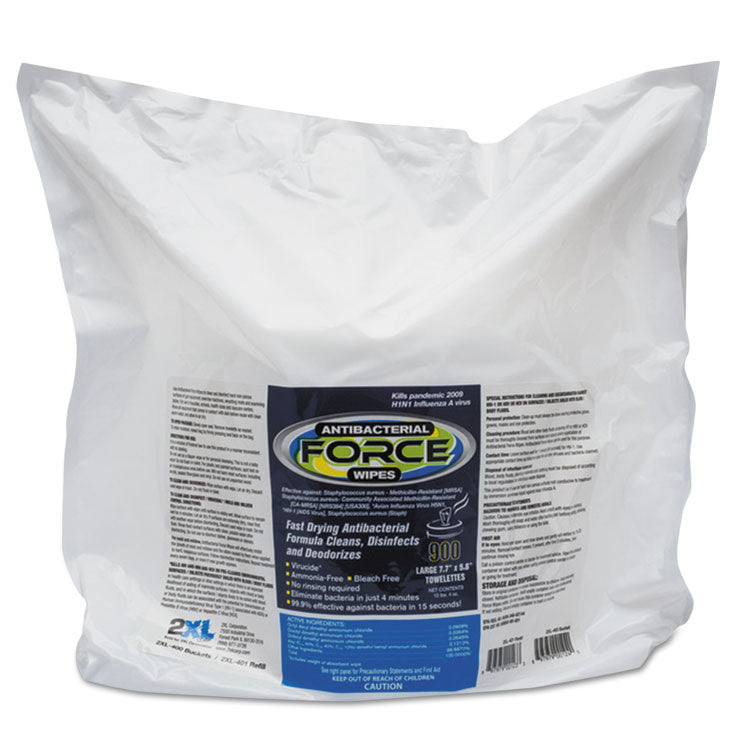 2XL FORCE Disinfecting Wipes Refill, 1-Ply, 6 x 8, Unscented, White, 900/Pack, 4 Packs/Carton (TXLL4014) Case of 3600