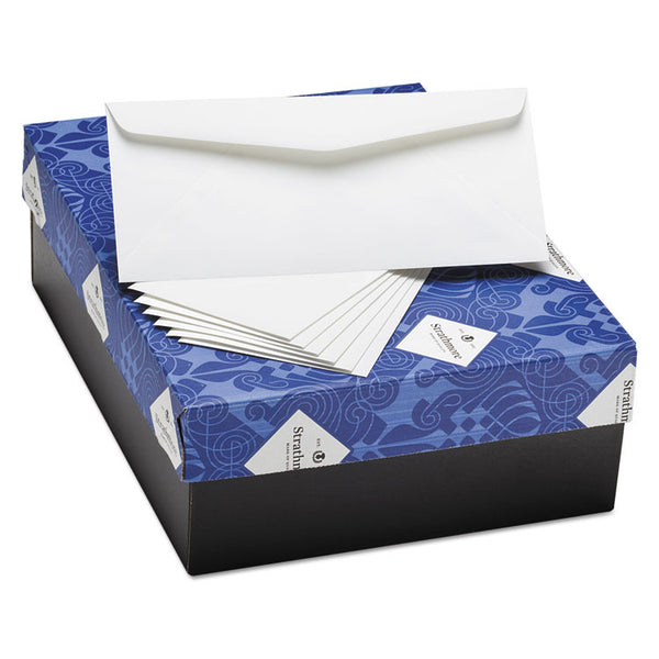 Strathmore 25% Cotton Business Envelopes, #10, Bankers Flap, Gummed Closure, 4.13 x 9.5, Natural White, Wove Finish, 500/Box (STTM27565) Box of 500